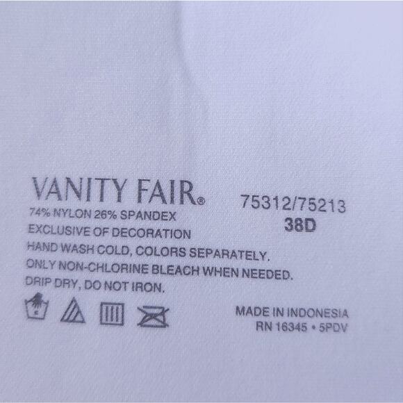 Radiant by Vanity Fair 75312 38D White Underwire Soft Bra Excellent Condition - Picture 3 of 3